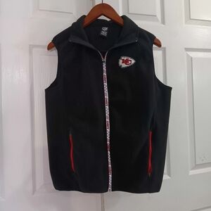 NFL Team Apparel Kansas City Chiefs Small Black Full Zip Vest Athleisure Fanatic